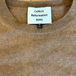 REFORMATION Reformation x Camille Rowe Cashmere Sweater, Size M, Tan/Brown